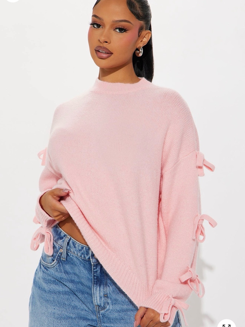 Fashion Nova Pretty in Pink Bow Sweater